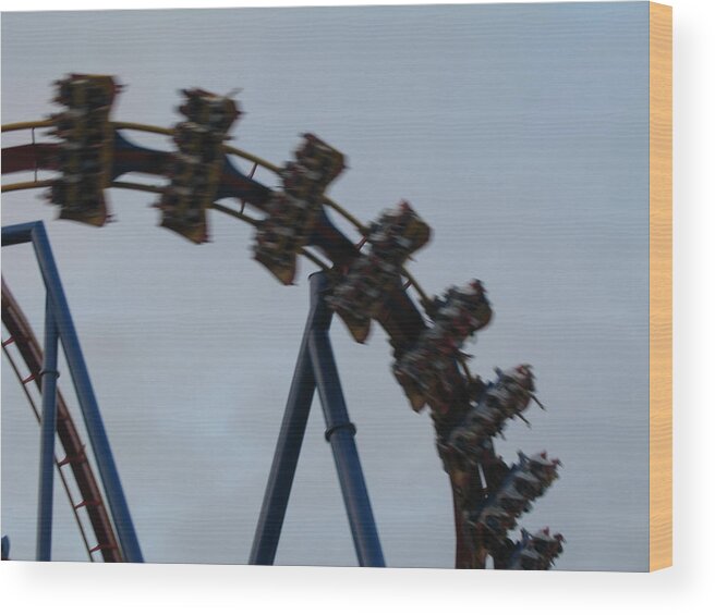 Six Wood Print featuring the photograph Six Flags Great Adventure - Medusa Roller Coaster - 12126 by DC Photographer