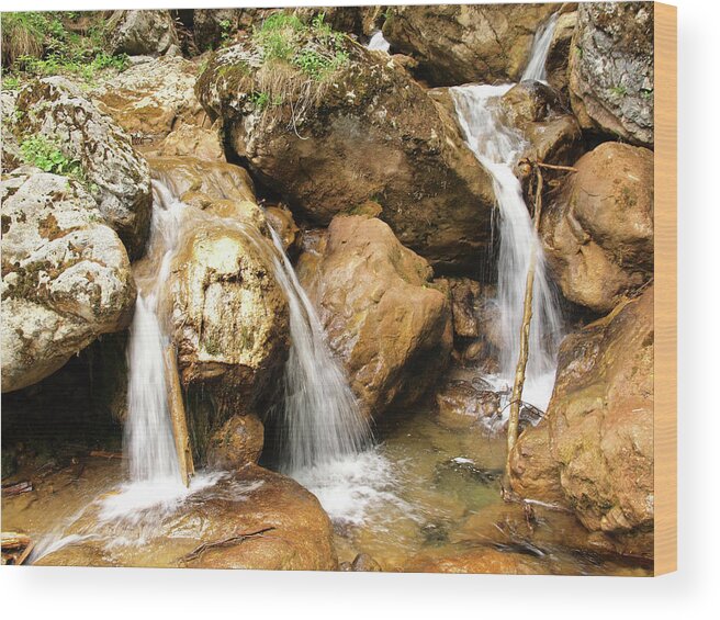 Scenics Wood Print featuring the photograph Small Waterfalls by Goranstimac