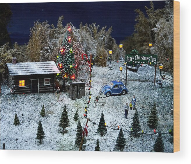 Small Wood Print featuring the photograph Small World - Jane's Christmas Trees by Richard Reeve