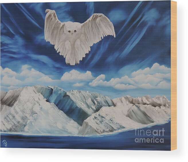 Alaska Wood Print featuring the painting Snow Owl by Dianna Lewis