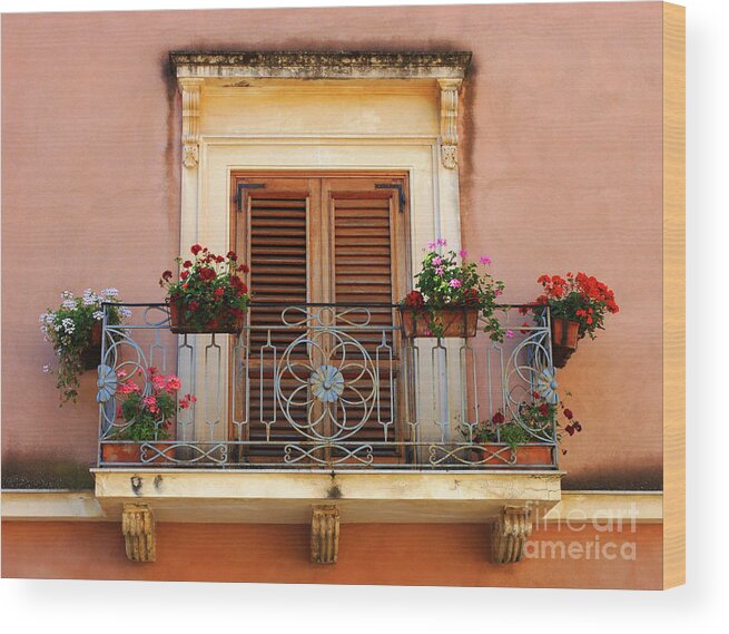  Italy Wood Print featuring the photograph Sorrento Italy Balcony by Bob Christopher
