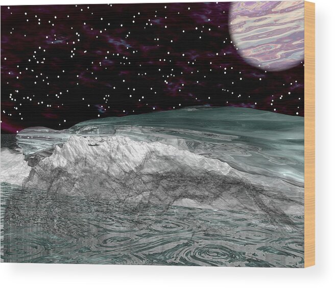 Space Wood Print featuring the digital art Space Waves by Michele Wilson