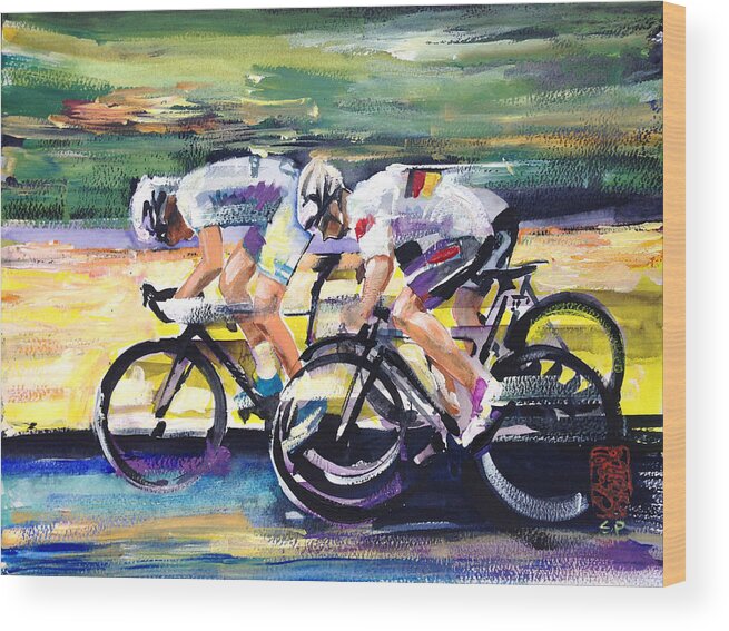 Bike Wood Print featuring the painting Speed of Light by Shirley Peters