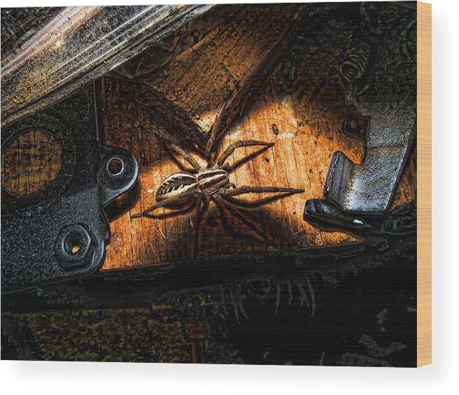 Spider Wood Print featuring the digital art SPIDER of the MIDNIGHT LITE by Robert Rhoads