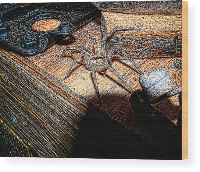 Spider Wood Print featuring the digital art SPIDER on the MOVE by Robert Rhoads
