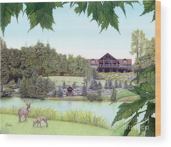 Sporting Clays Wood Print featuring the painting Sporting Clays at Seven Springs Mountain Resort by Albert Puskaric