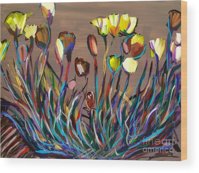 Tulips Wood Print featuring the painting Spring by Catherine Gruetzke-Blais