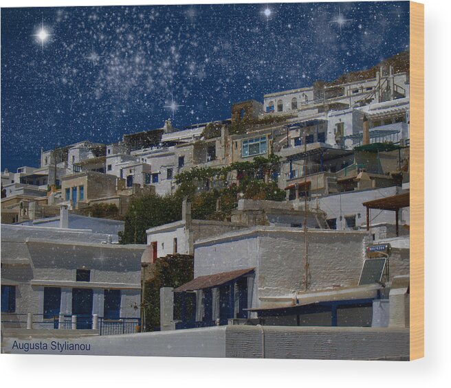 Augusta Stylianou Wood Print featuring the photograph Starry Night Landscape by Augusta Stylianou