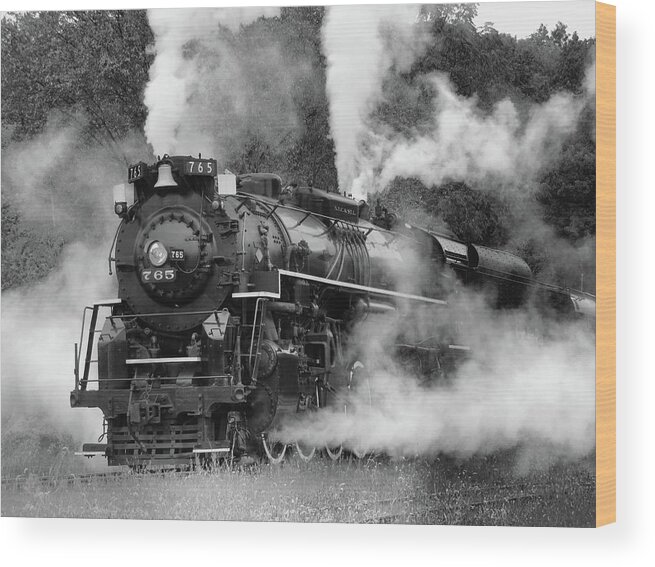  Railroad Wood Print featuring the photograph Steam Engine by Ann Bridges