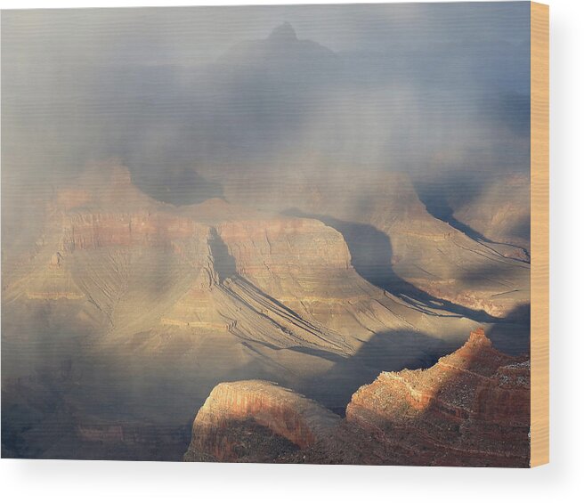 Grand Canyon National Park Wood Print featuring the photograph Storm over the Grand Canyon by Laurel Powell