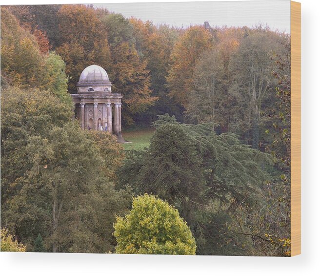 Temple Wood Print featuring the photograph Stourhead Temple by Ron Harpham