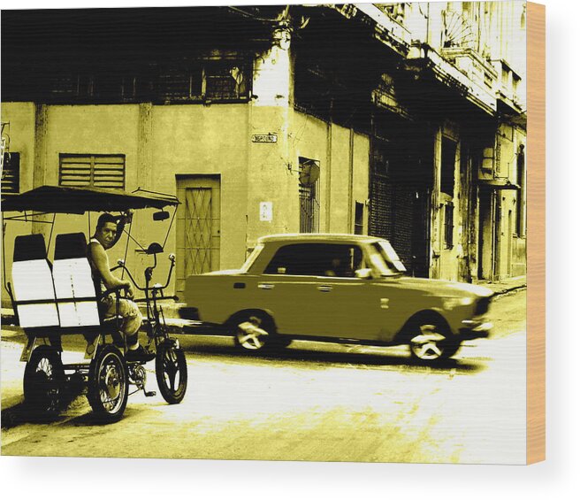 Cuba Wood Print featuring the photograph Street Crossing in Old Havana Cuba by Funkpix Photo Hunter