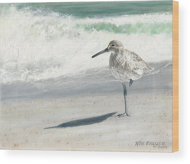 Sandpiper Wood Print featuring the painting Study of a Sandpiper by Dreyer Wildlife Print Collections 