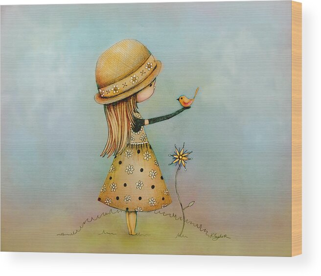 Sweet Wood Print featuring the painting Summer Days are Golden by Karin Taylor