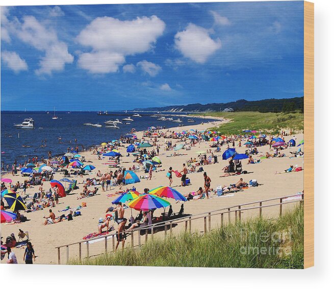 Tourists Wood Print featuring the photograph Summer Fun at Oval Beach by Kathi Mirto