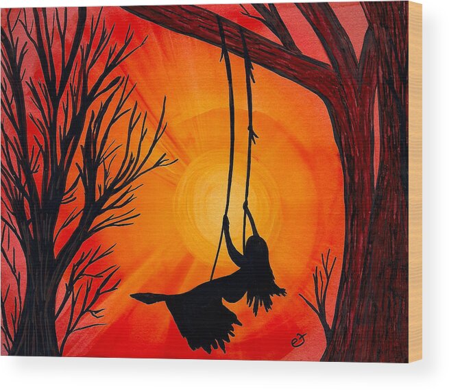 Red Wood Print featuring the painting Summoned By The Sun by Eli Tynan