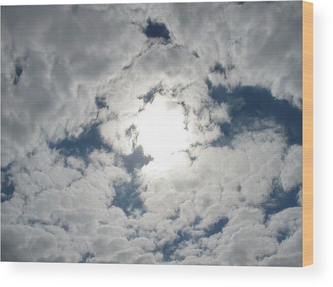Clouds Wood Print featuring the photograph Sun Peek by Deborah Lacoste