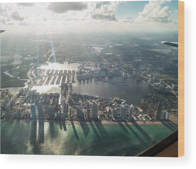 Shadow Wood Print featuring the photograph Sunny Isles Beach Aerial Shadows Florida by Stickney Design