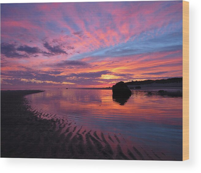 Beach Wood Print featuring the photograph Sunrise Drama by Dianne Cowen Cape Cod Photography