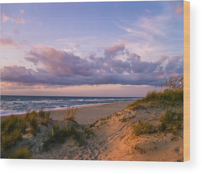 Sunrise Wood Print featuring the photograph Sunrise in Rodanthe by Stacy Abbott