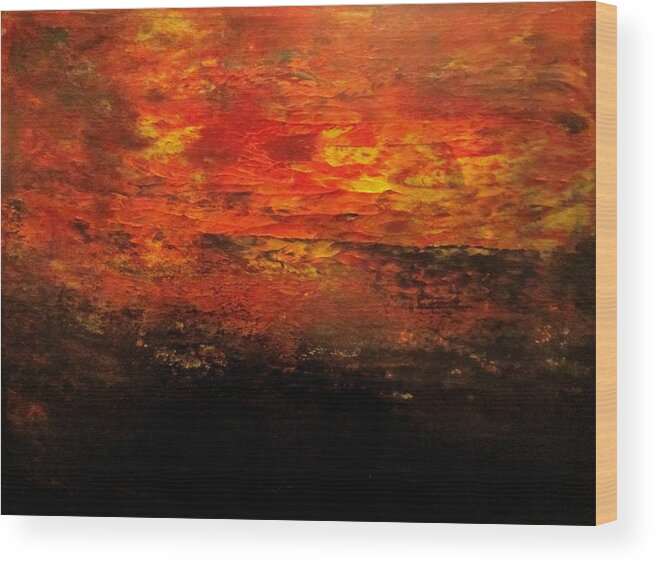  Wood Print featuring the mixed media Sunset by Aimee Bruno