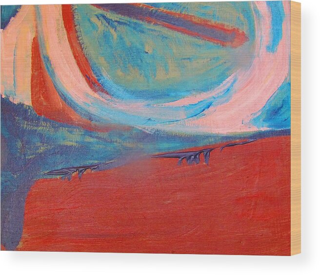  Wood Print featuring the painting Sunset From The Plane by Camille Glenn