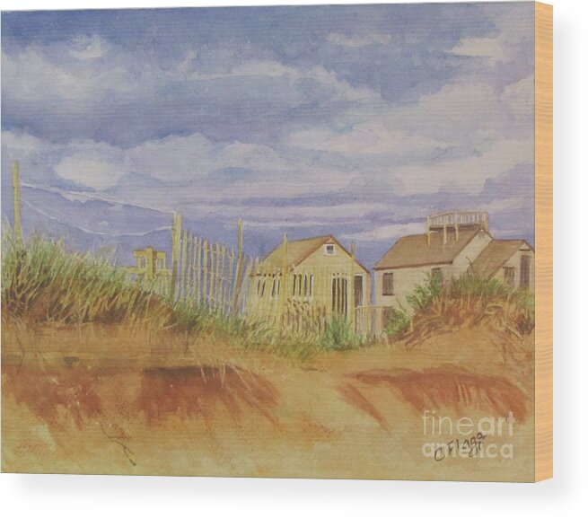Landscape Wood Print featuring the painting Sunset Nantucket Beach by Carol Flagg