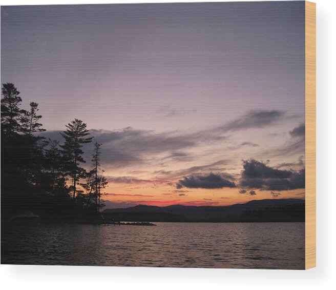 Squam Lake Wood Print featuring the photograph Sunset on Squam Lake by Jill Blackwood