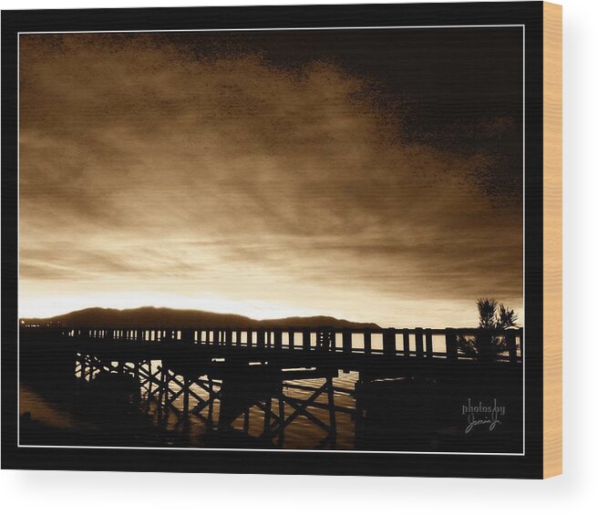 Boardwalk. Boulevard Park Wood Print featuring the photograph Sunset on the Boardwalk by Jamie Johnson