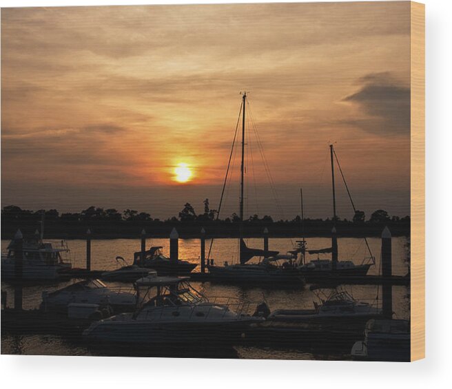 Marina Wood Print featuring the photograph Sunset on the Waccamaw Marina by Sandra Anderson