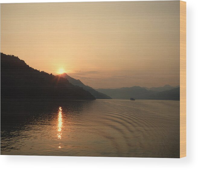 Yangtze River Wood Print featuring the photograph Sunset on the Yangtze River by Lynn Bolt