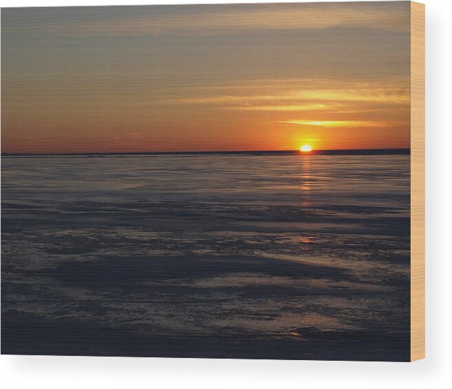 Lake Wood Print featuring the photograph Sunset Over a Frozen Lake Erie - 3 by Jeffrey Peterson