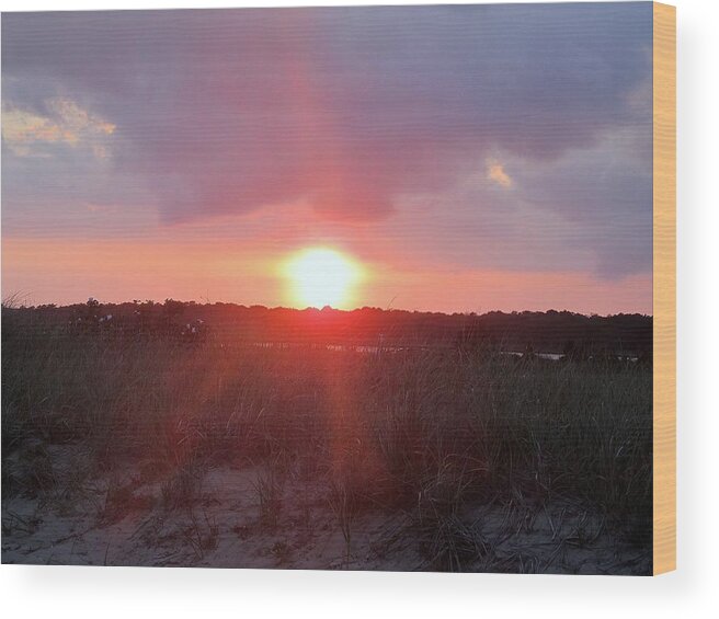 Horizon Wood Print featuring the photograph Sunset Over the Dunes by Loretta Pokorny