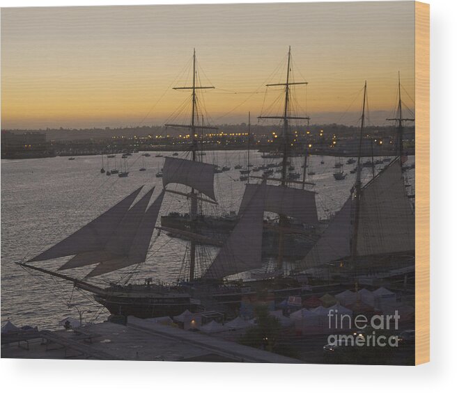 Ships Wood Print featuring the photograph Sunset over the Tall Ships by Brenda Kean