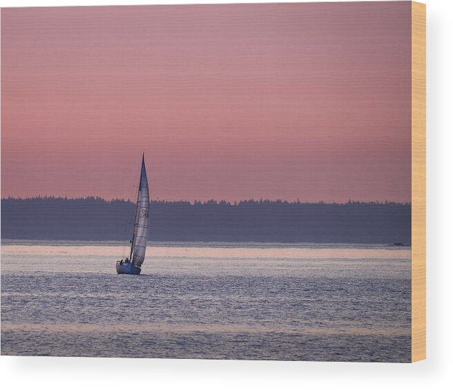 Seattle Wood Print featuring the photograph Sunset Sail by Kyle Wasielewski
