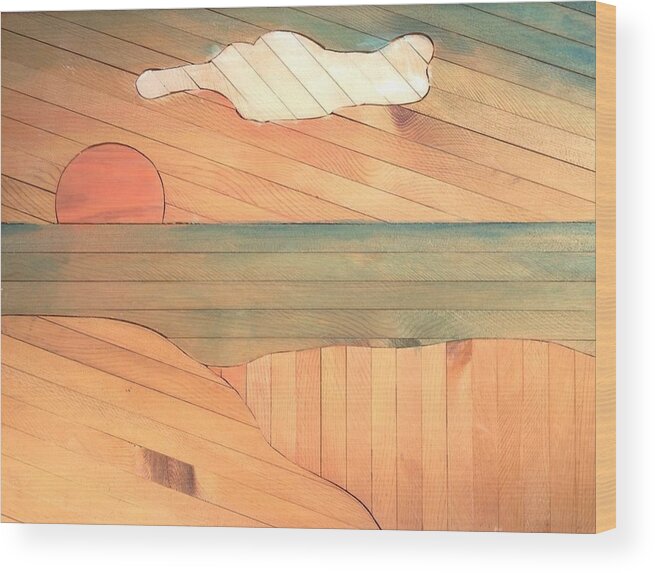 Lath Wood Print featuring the painting Sunset by Stan Tenney