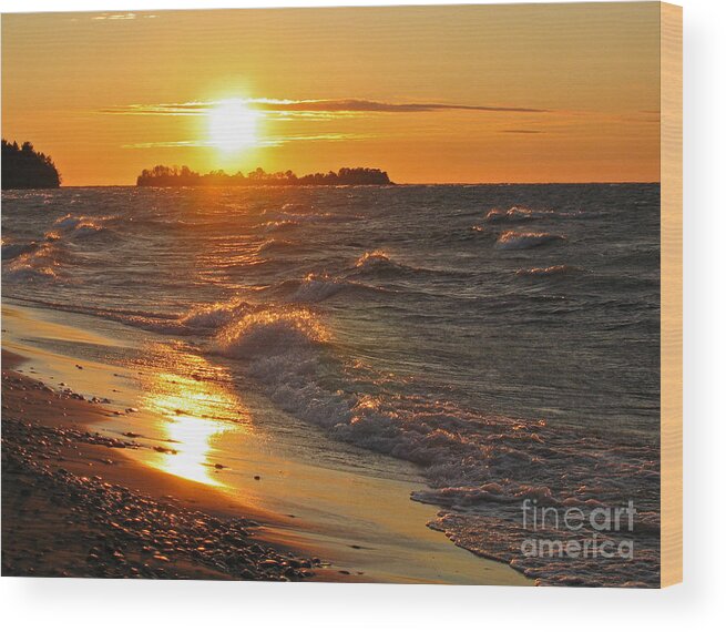 Sunset Wood Print featuring the photograph Superior Sunset by Ann Horn
