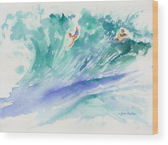 Surf's Up Wood Print featuring the painting Surf's Up by Lynn Buettner