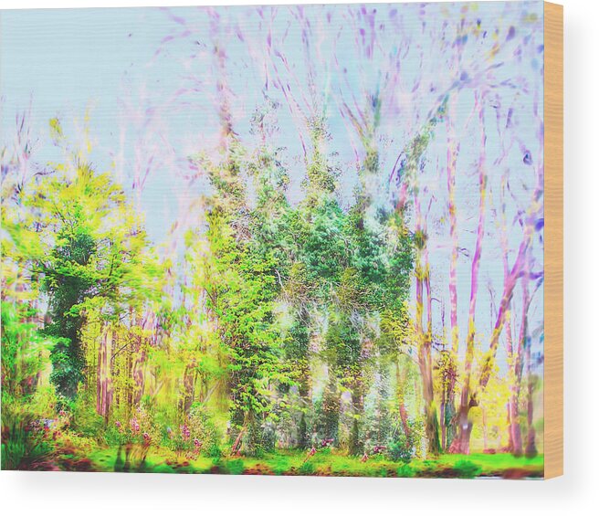 Trees Wood Print featuring the digital art Surrealistic view by Magdalena George