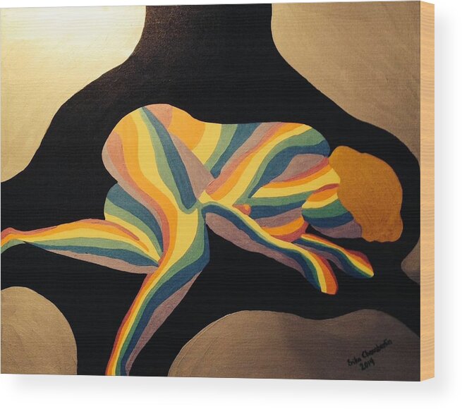 Rainbow Wood Print featuring the painting Sweet Dreams by Erika Jean Chamberlin