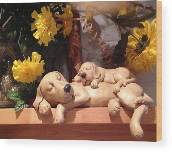 Dog Wood Print featuring the photograph Sweet Dreams by Sima Amid Wewetzer