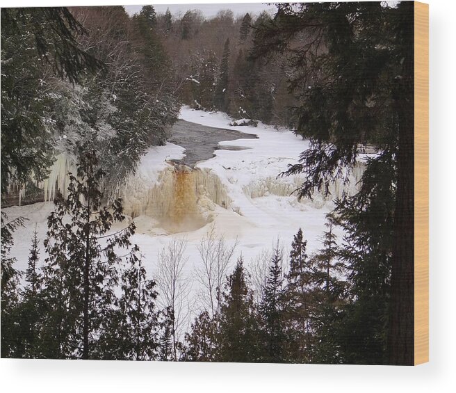 Waterfall Wood Print featuring the photograph Tahquamenon Falls in Winter by Keith Stokes