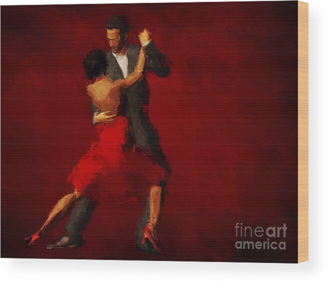 Tango Painting Wood Print featuring the painting Tango by John Edwards