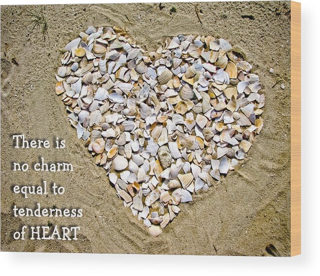 Hearts Wood Print featuring the photograph Tenderness of Heart - Seashells by Colleen Kammerer