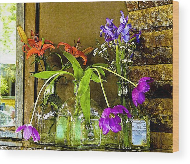 Still Life Wood Print featuring the photograph Tequila Bouquets by Barbara Zahno