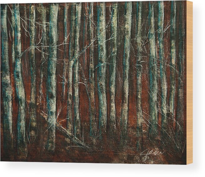 Red Willow Wood Print featuring the painting Textured Birch Forest by Jani Freimann