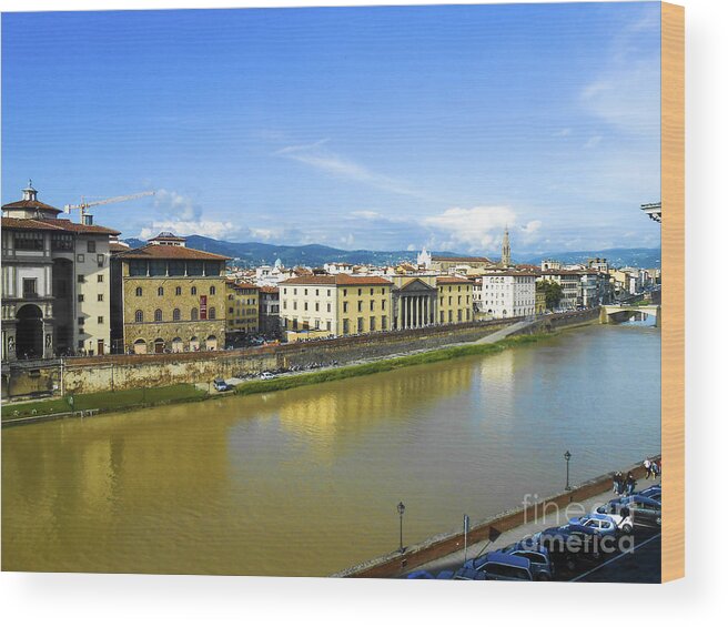 Daytime Wood Print featuring the photograph The Arno River by Elizabeth M