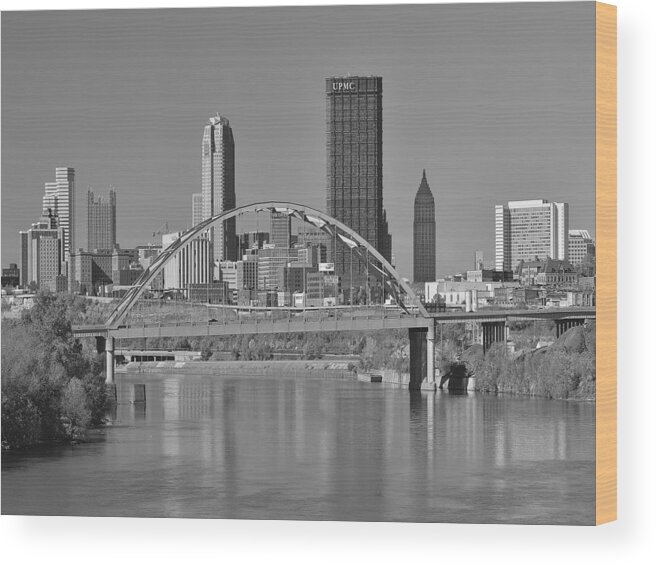 Birmingham Bridge Wood Print featuring the photograph The Birmingham Bridge in Pittsburgh by Digital Photographic Arts