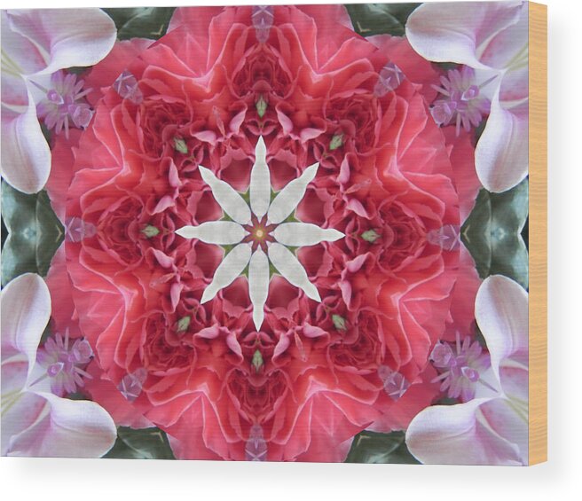 Mandalas Wood Print featuring the digital art The Bouquet Mandala by Diane Lynn Hix