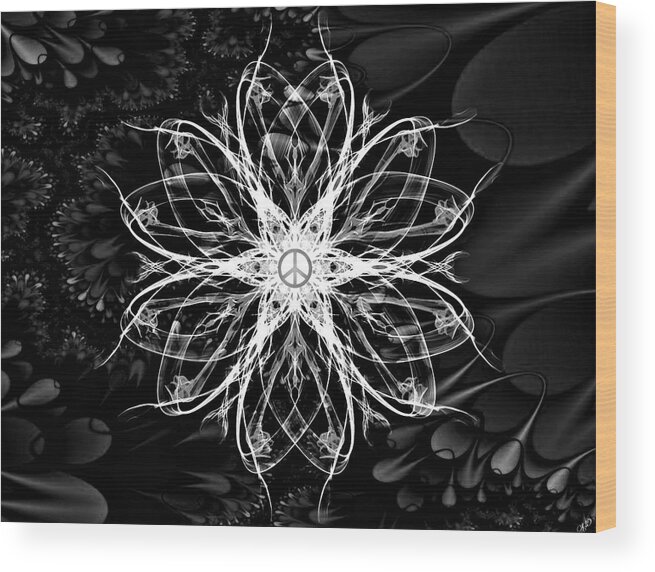 Peace Sign Wood Print featuring the digital art The Center of Peace by Ally White